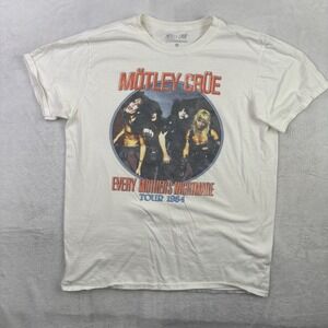 Motley Crue Every Mother's Nightmare Tour 1984 Beige SS Graphic Shirt LG
